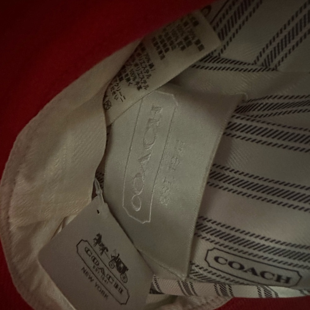 Coach | Red Bucket Hat with Gold Eyelet Band | Cotton / Leather Trim NWT 🏷️ XS/S - Picture 7 of 16